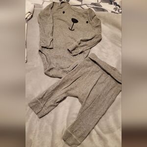 Carter's Gray Bear Face Bodysuit and Pants Set